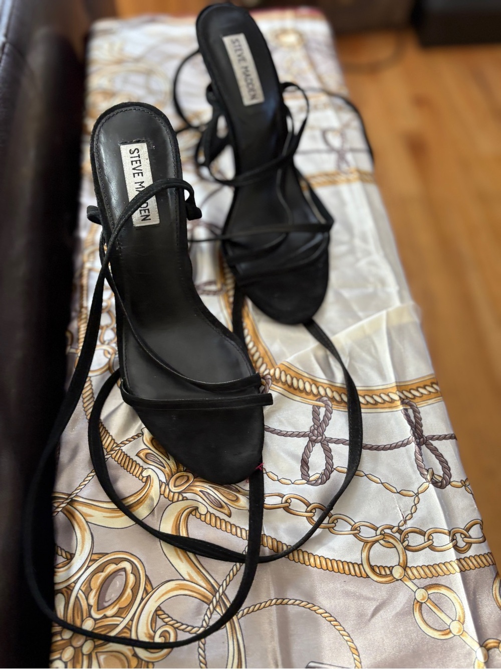 Steve Madden Black Lace-Up Strappy High Heel Sandals
